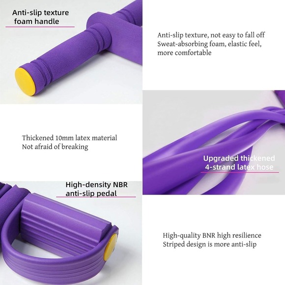 Blue Pedal Resistance Band Fitness Toning Tube Foot Pedal Exerciser - Picture 6 of 10